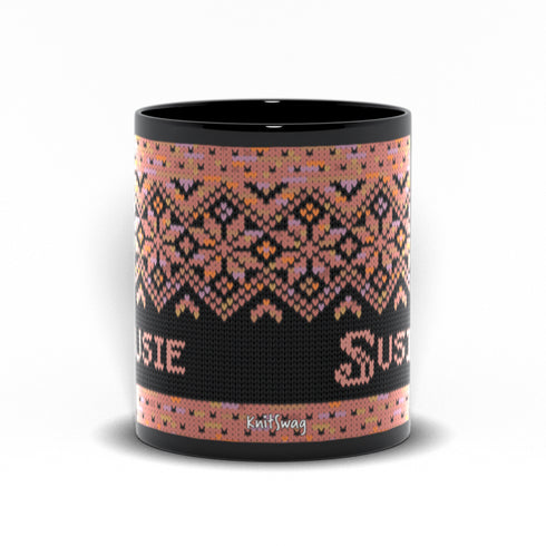 Black Snowflake Handpainted Yarn Mug
